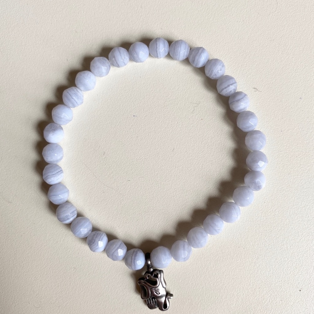 Satya stretch bracelet, like new. Blue Lace Agate